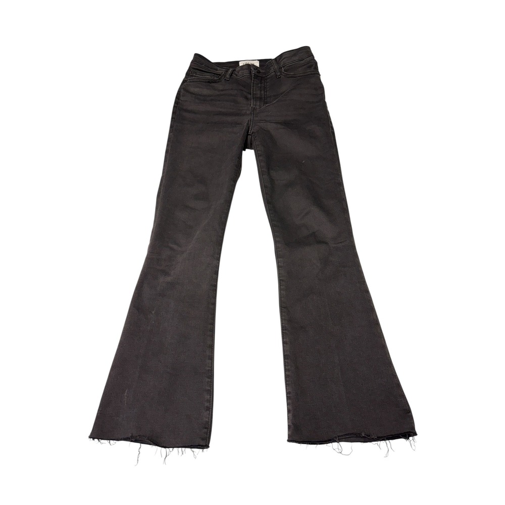 Frame Le Crop Mini Boot Jeans Black Raw Hem Stretch Denim Size‎ 25X26